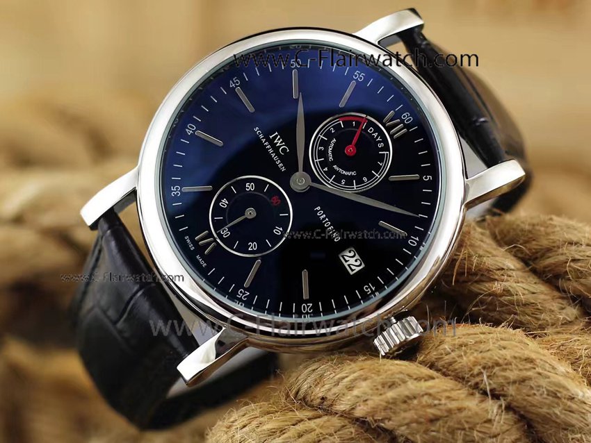 2017 Copy IWC Portofino Automatic Watch SS Black Dial